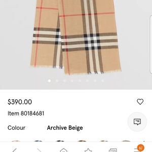 Burberry Lightweight Wool Scarf